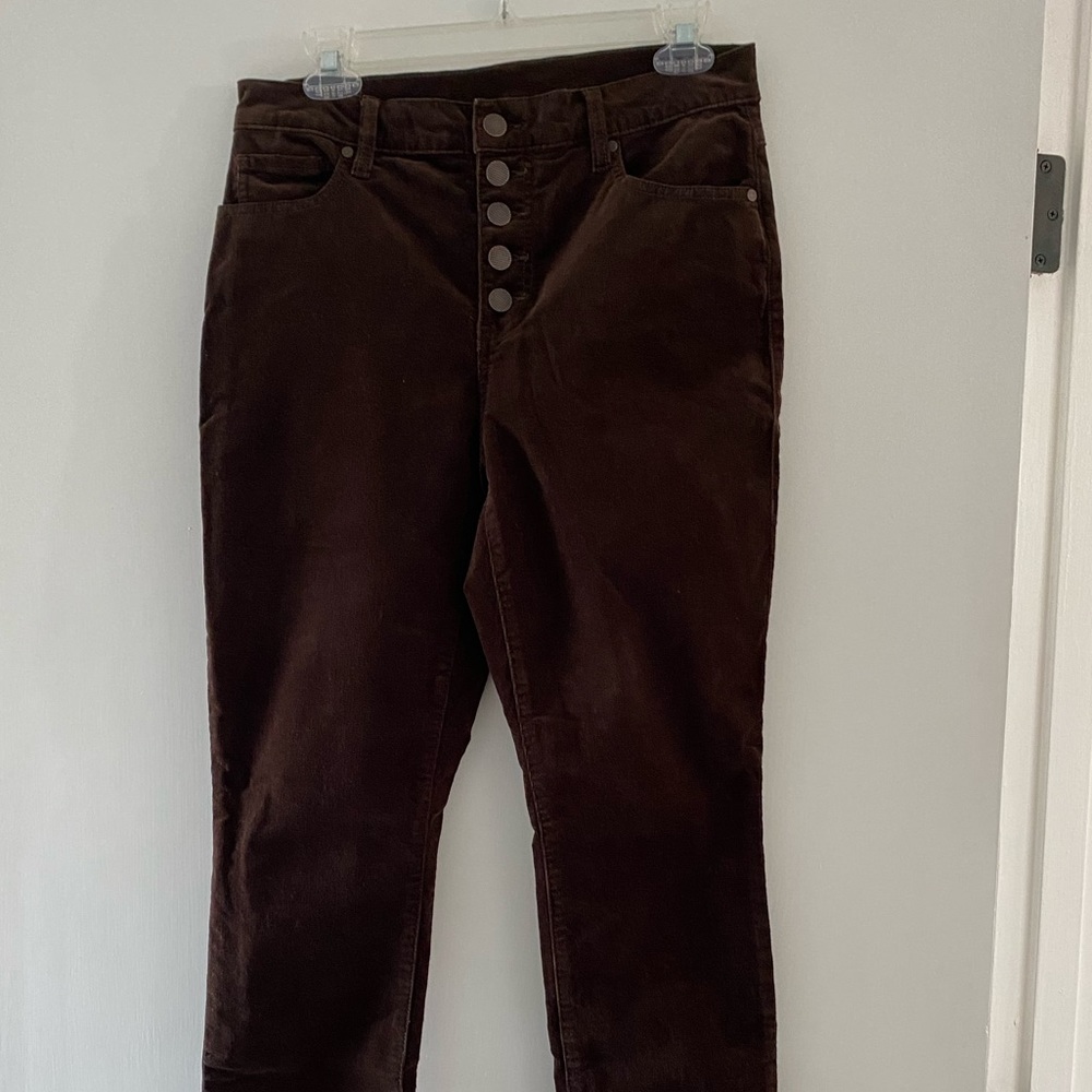 CAbi #4319 Button-Fly Skinny Brown Corduroy Pants - Size 6